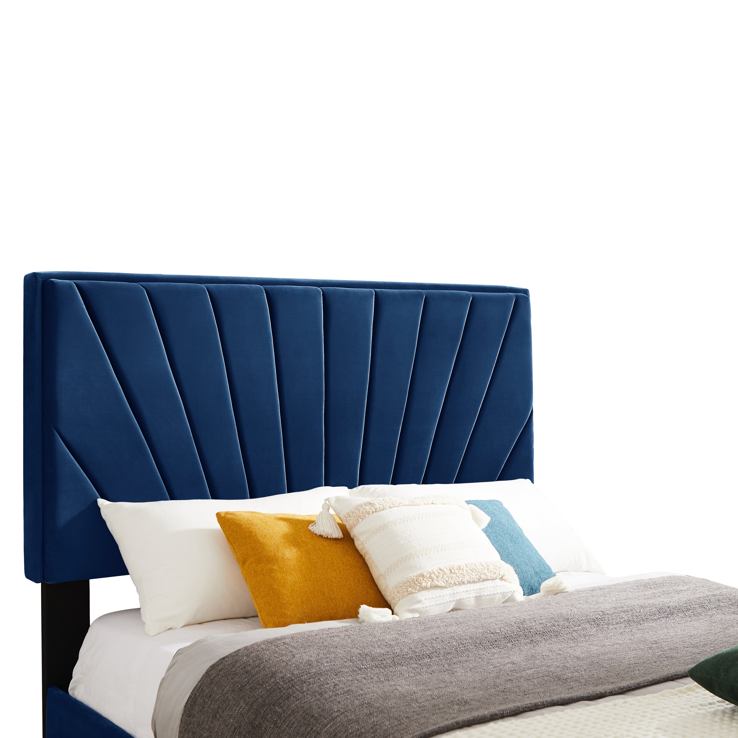 Full Bed Line Stripe Cushion Headboard  - Blue Navy