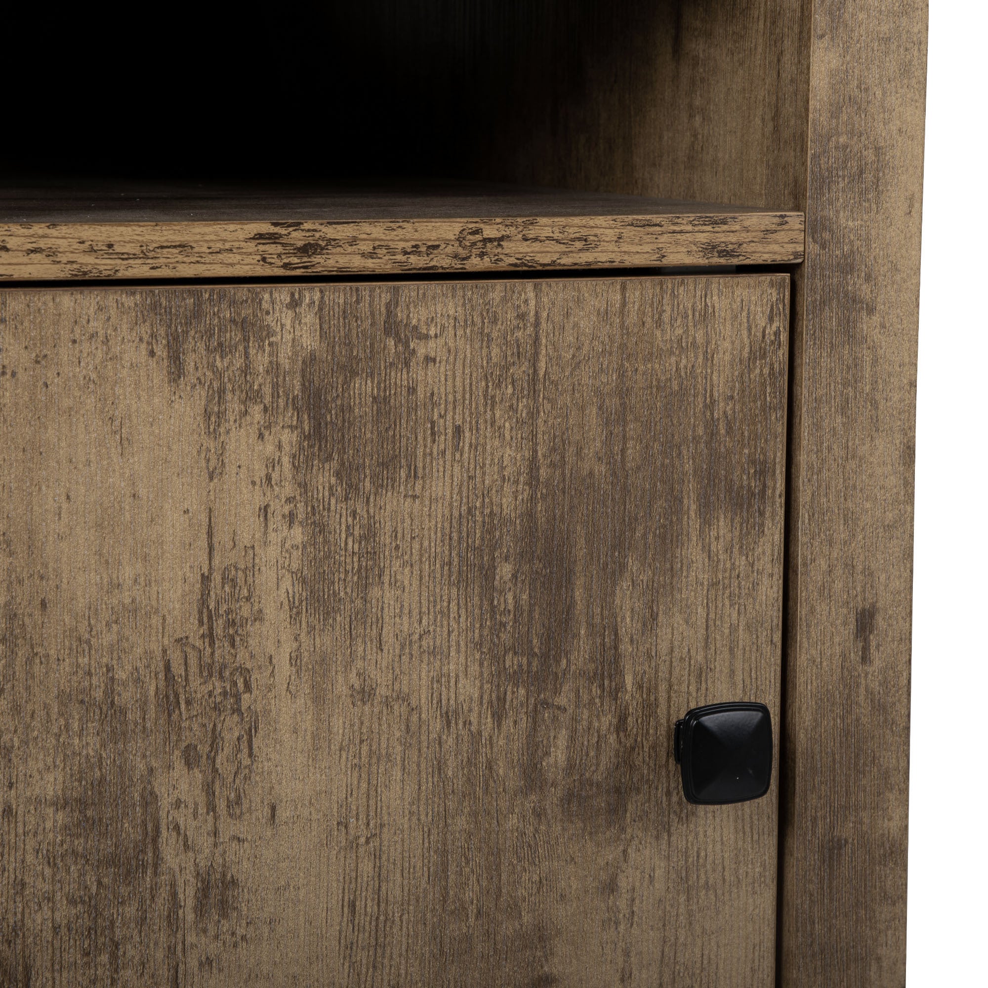 End Table with Cabinet and Shelf (Set of 2) - Rustic Brown