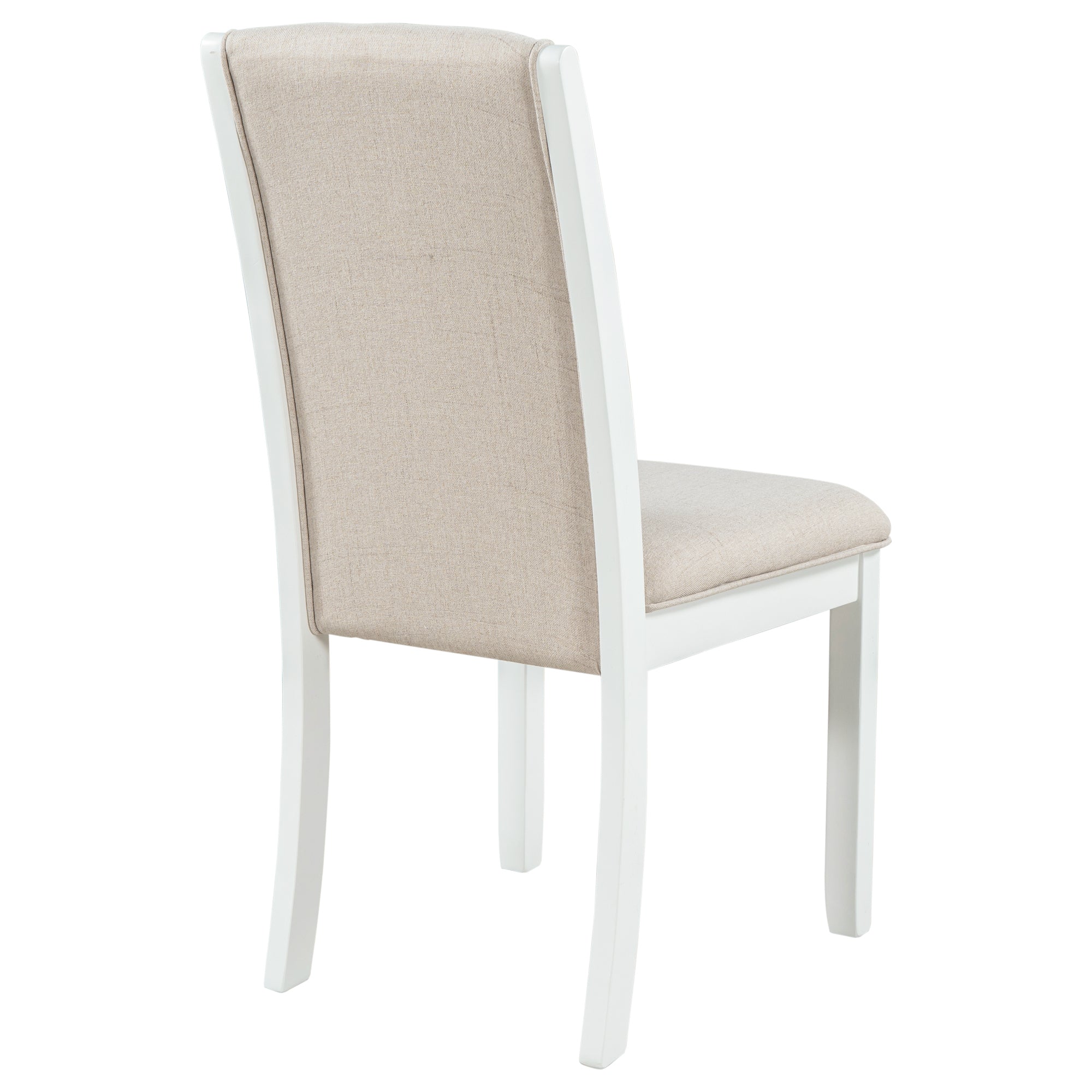 Farmhouse Wood Full Back Dining Chairs with Upholstered Cushions (Set of 4) - White+Cushion Beige