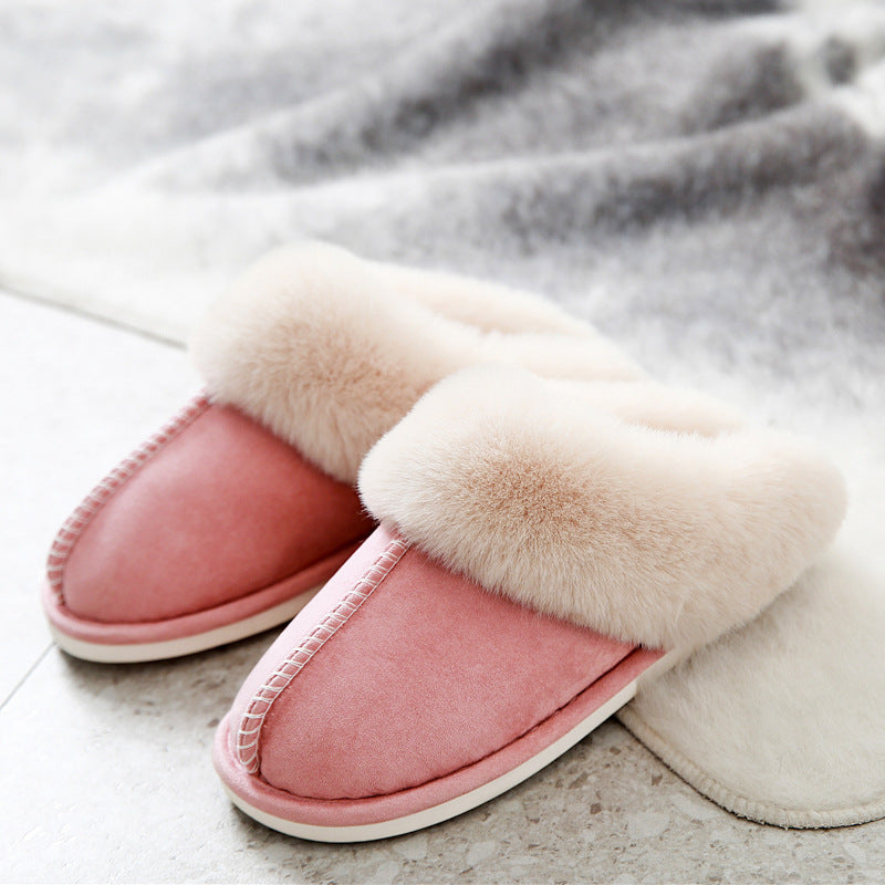 MAICOSY Men-Women Fluffy Cotton Slippers with Soft Faux Fur Leather for Bathroom