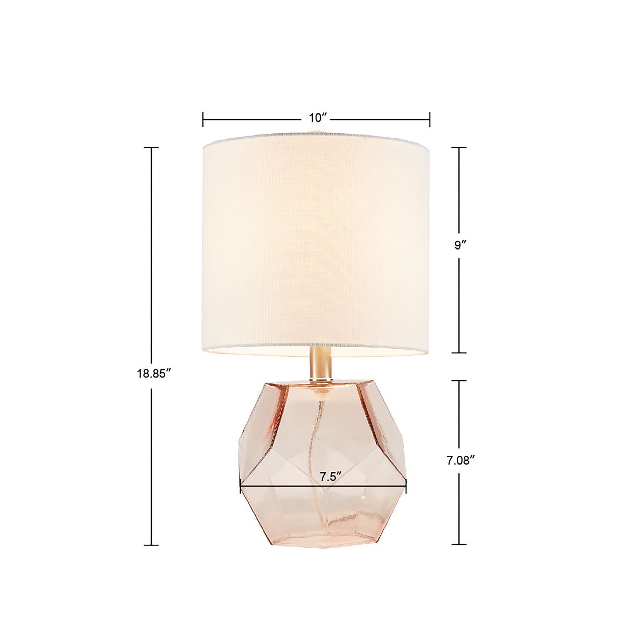 Bella Geometric Glass Table Lamp - Pink