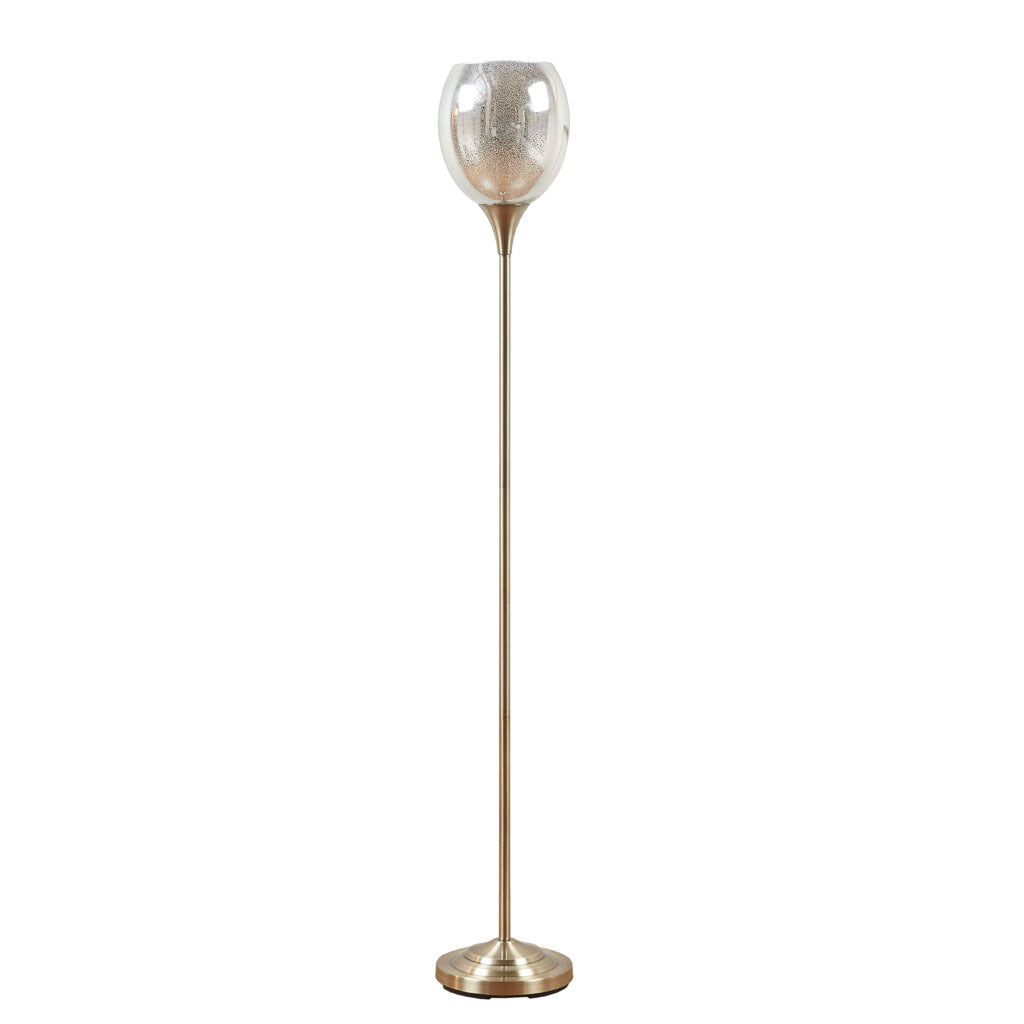 Uplight Floor Lamp with Mercury Glass Shade - Gold