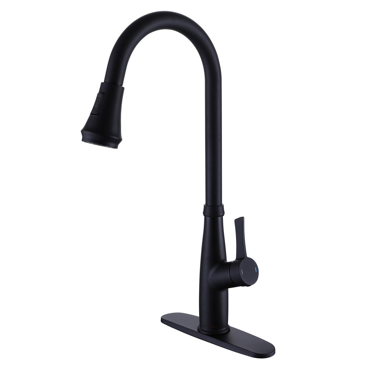 Round Pull Out Kitchen Faucet with Cover - Matte Black