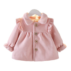 Baby Velvet Winter Coat, Semi-Synthetic Fiber Body with Decorate Frills