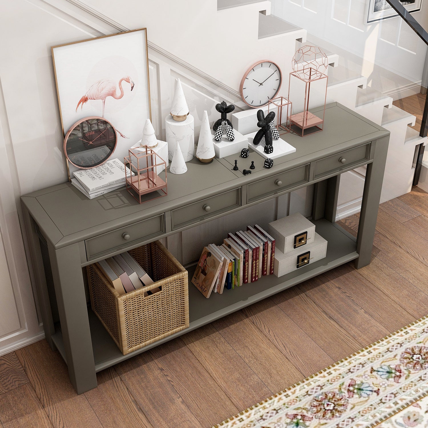Hallway console with drawers and shelf