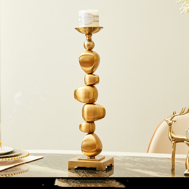 Gold Rock Candle Holder