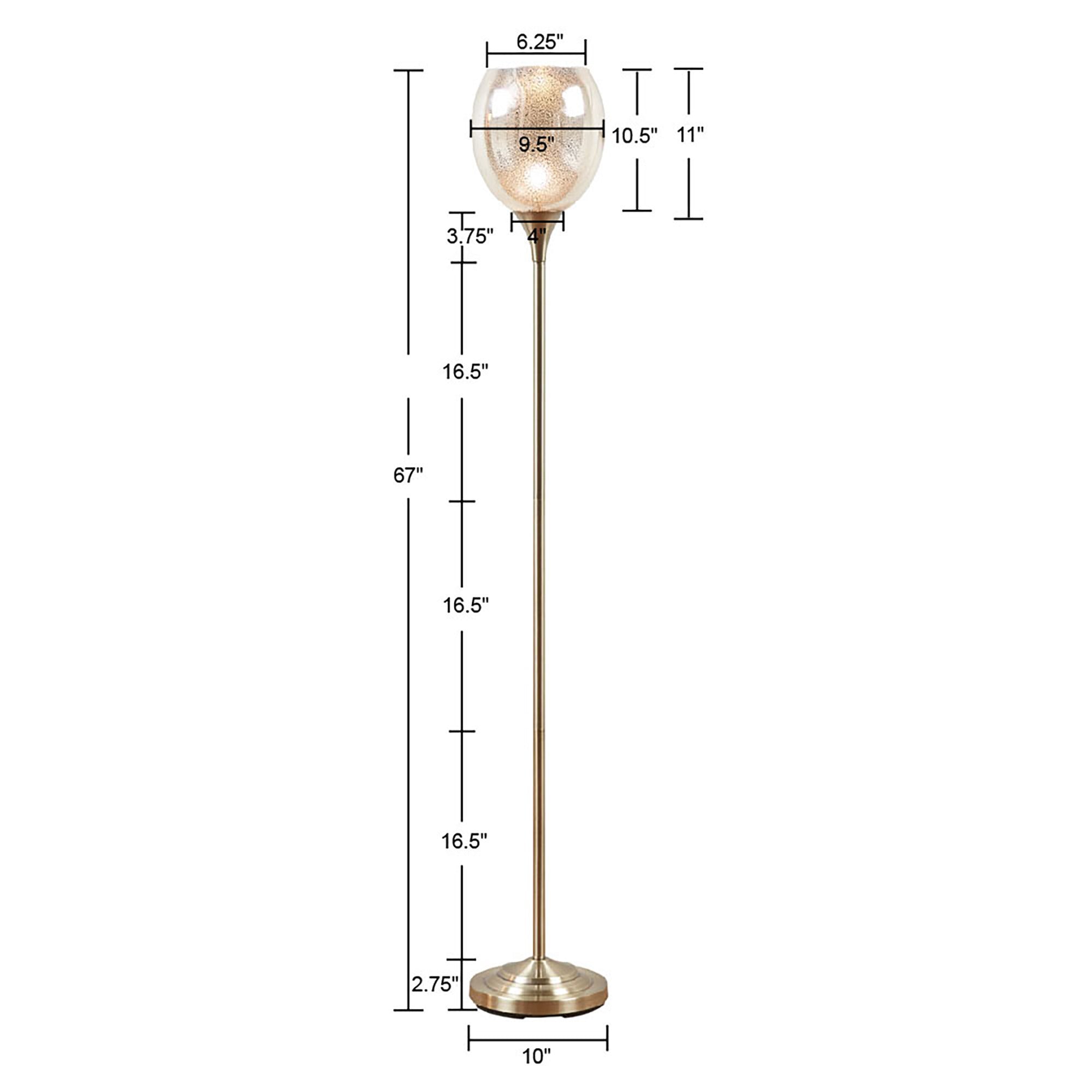 Uplight Floor Lamp with Mercury Glass Shade - Gold