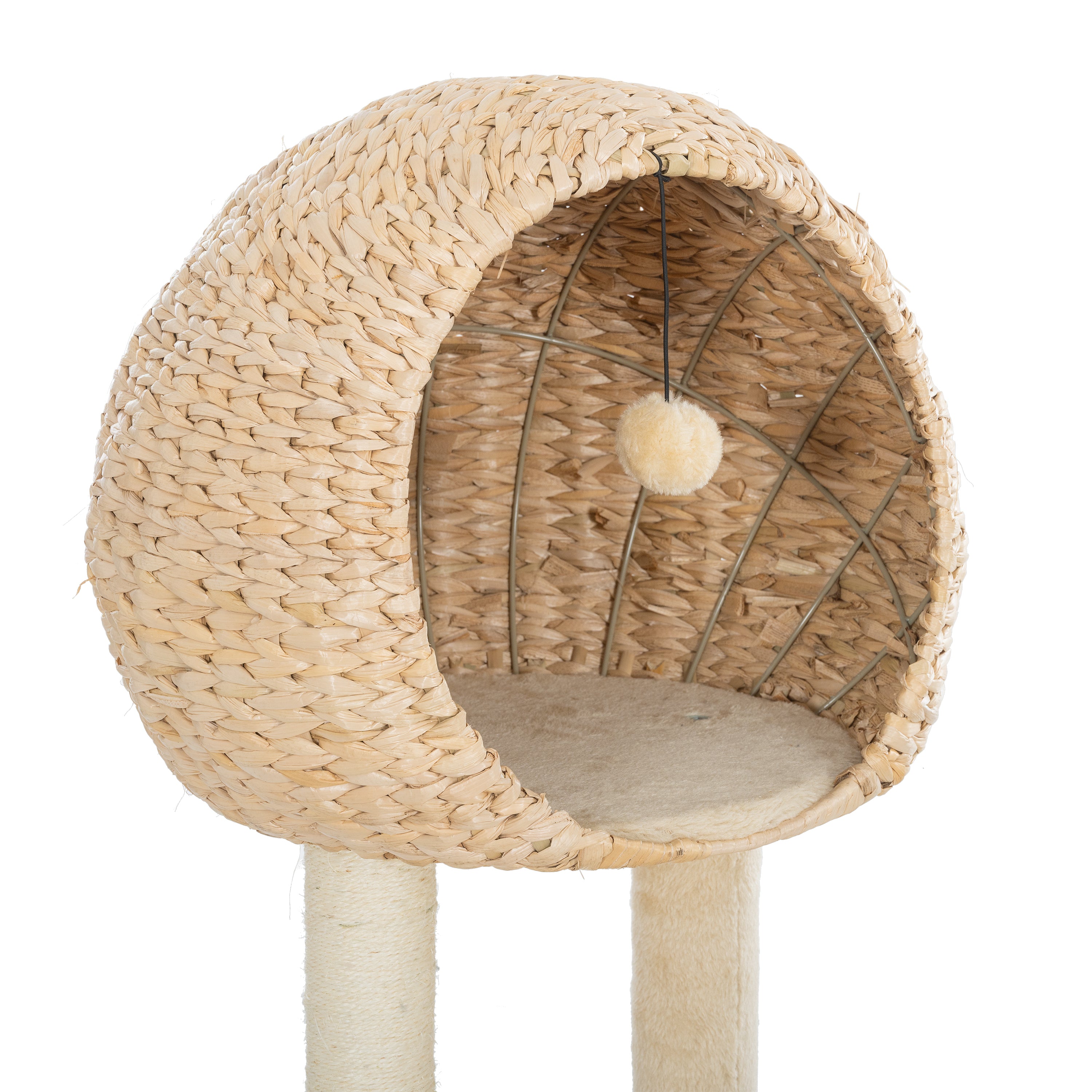 Cat Tree, 59-Inch Cat Tower for Indoor Cats, Plush Multi-Level Cat Condo with 2 Perches, 2 Caves, Cozy Basket and Scratching Board - Beige