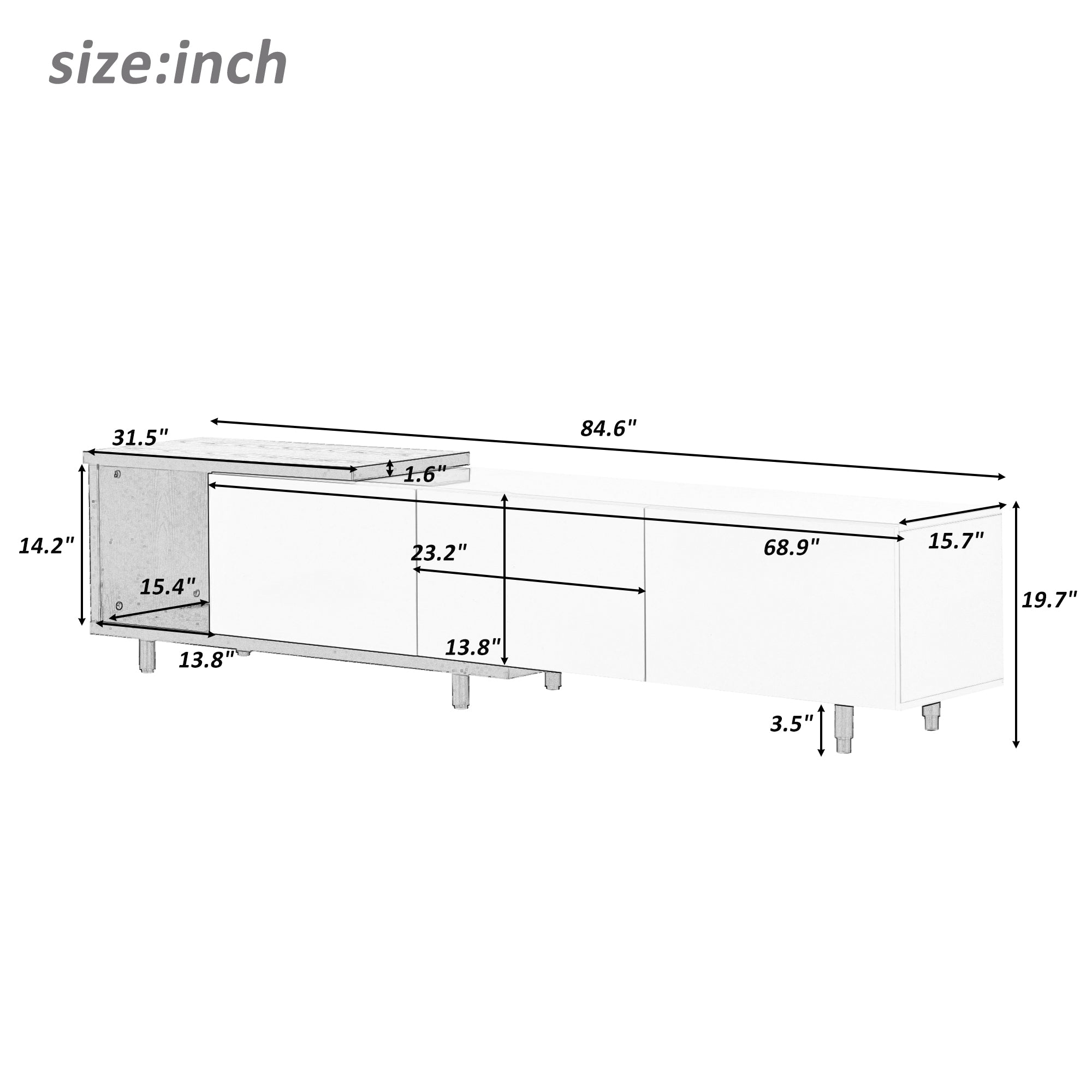 Modern Stylished TV Stand  for 80+inch TV -  White