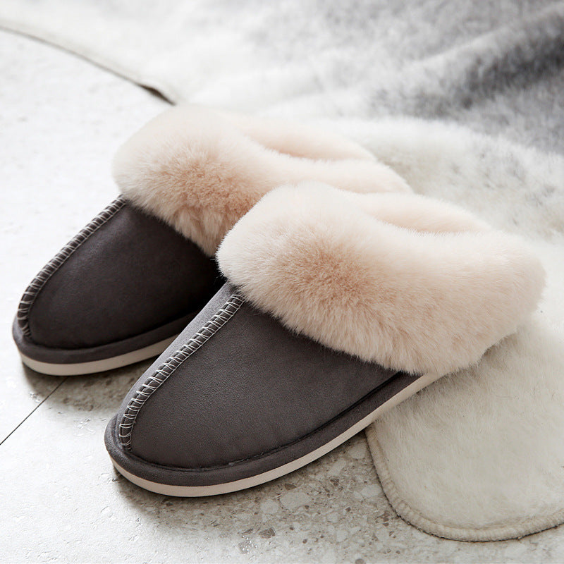 MAICOSY Men-Women Fluffy Cotton Slippers with Soft Faux Fur Leather for Bathroom