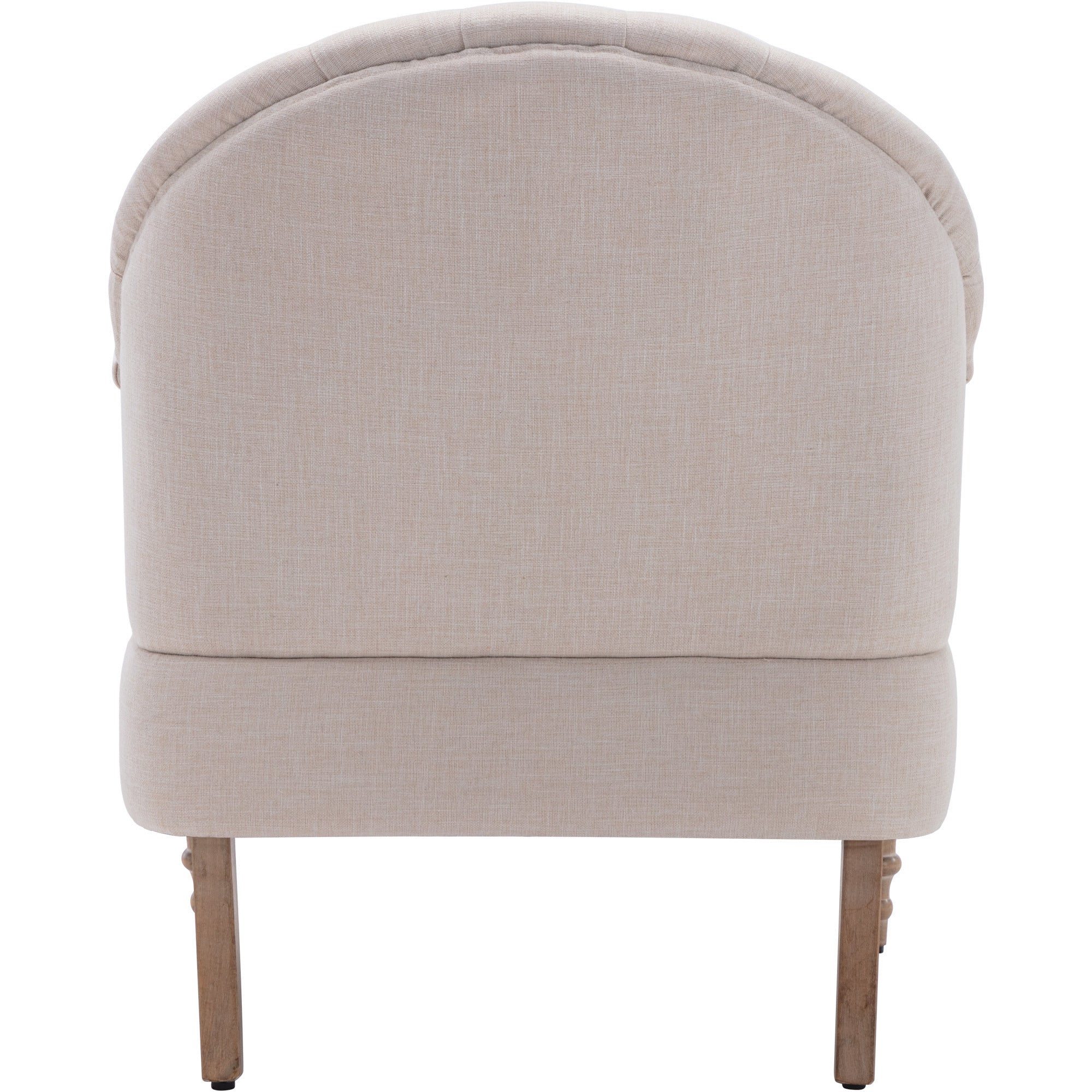 Accent Button-Tufted Upholstered Chair Set with Linen Fabric and Ottoman - Beige