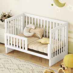 Convertible Crib/Full Size Bed with Changing Table - White