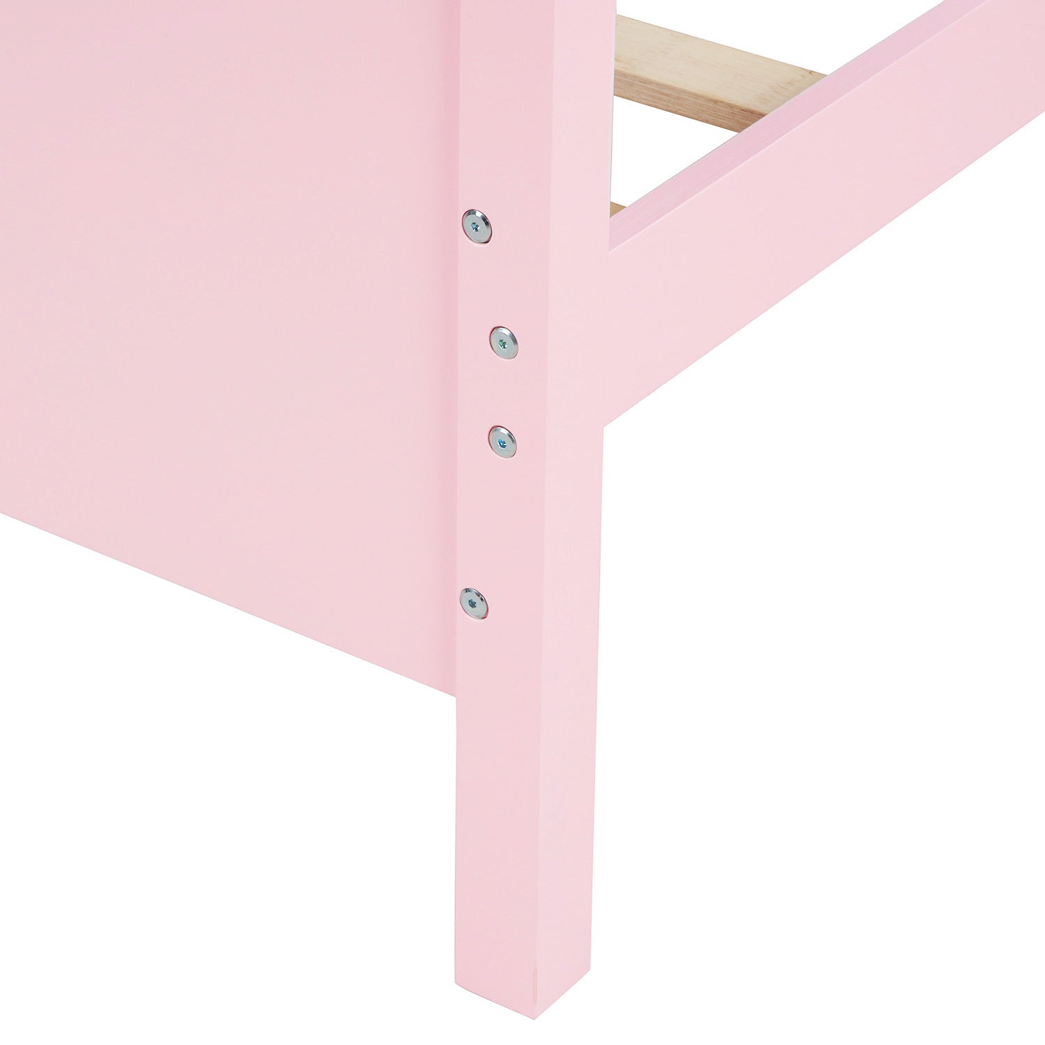 Twin Size Wood Platform Bed with Headboar - Pink