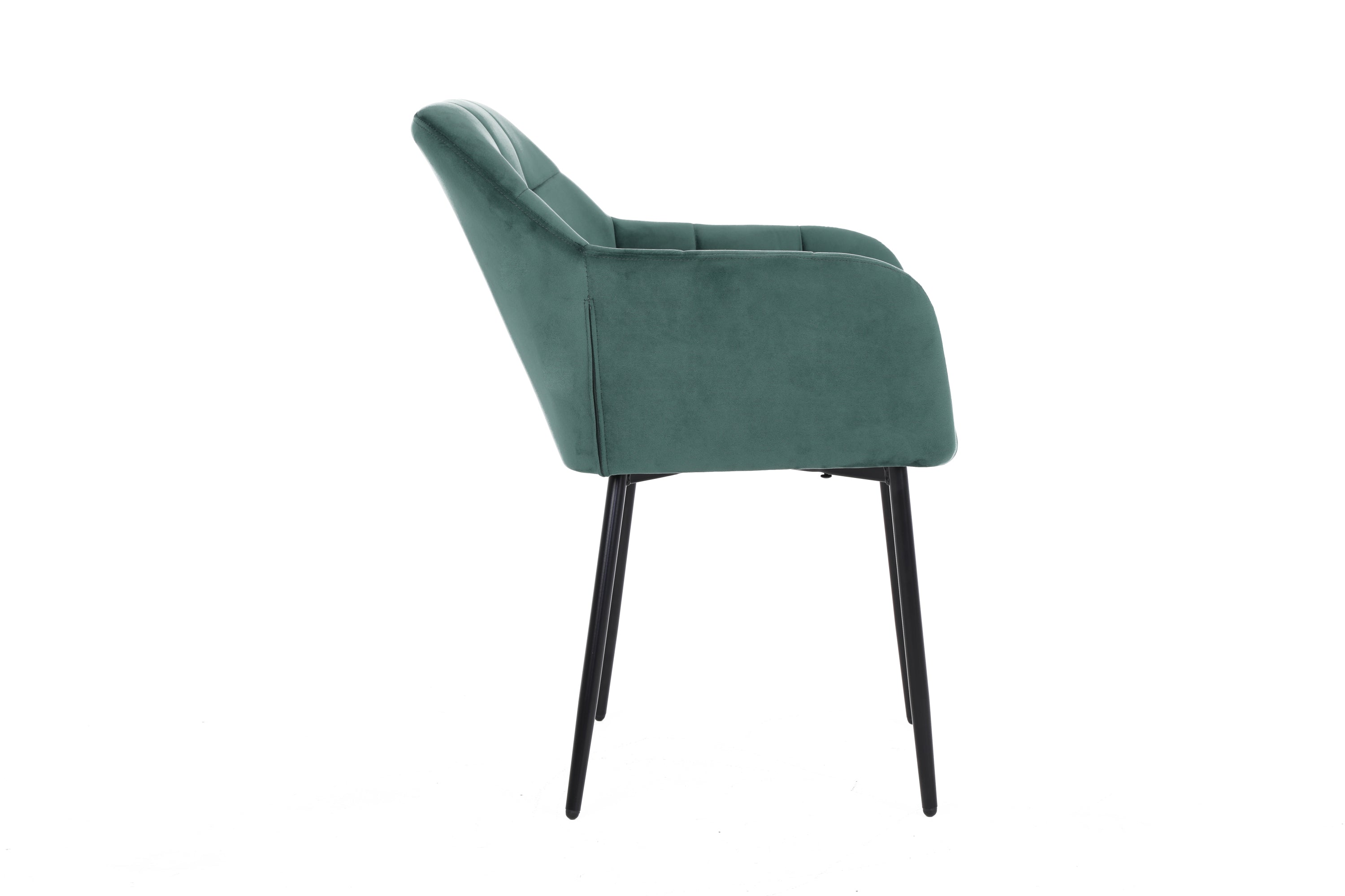 Modern Velvet Dining Chairs with Backrest Armrests (Set of 2) - Green