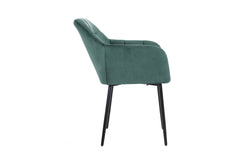 Modern Velvet Dining Chairs with Backrest Armrests (Set of 2) - Green