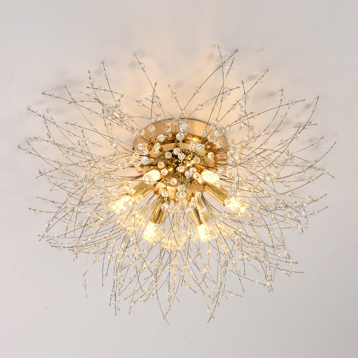 Crystal Flush Mount Ceiling Light - Golden