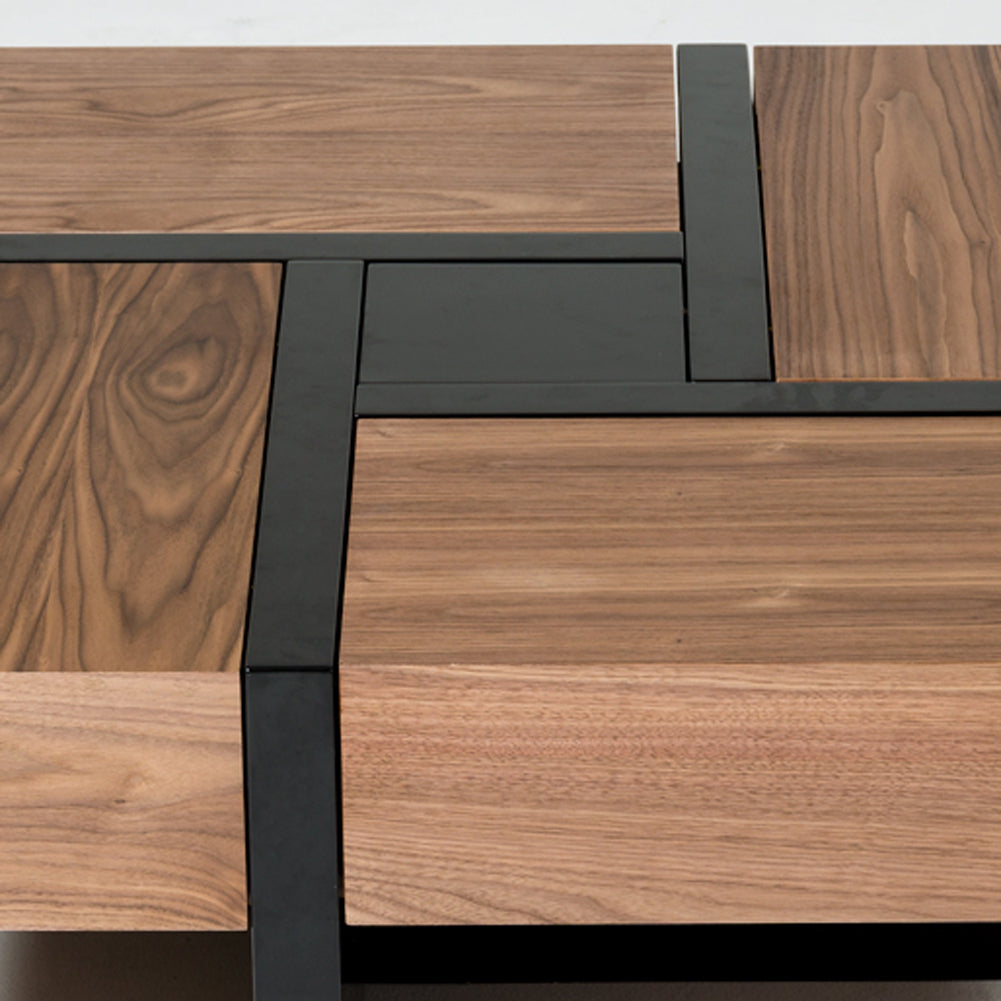 Makai Walnut & Black Square Coffee Table