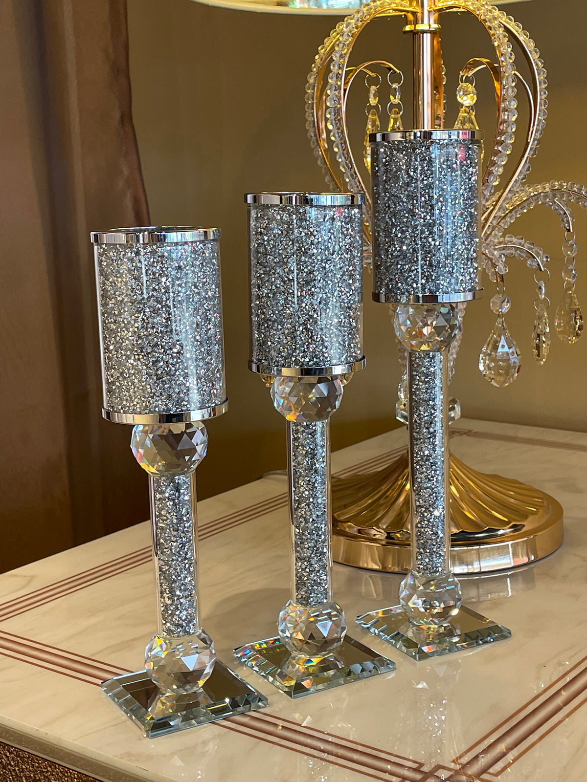 Ambrose Exquisite Candle Holder (Set of 3) - Silver