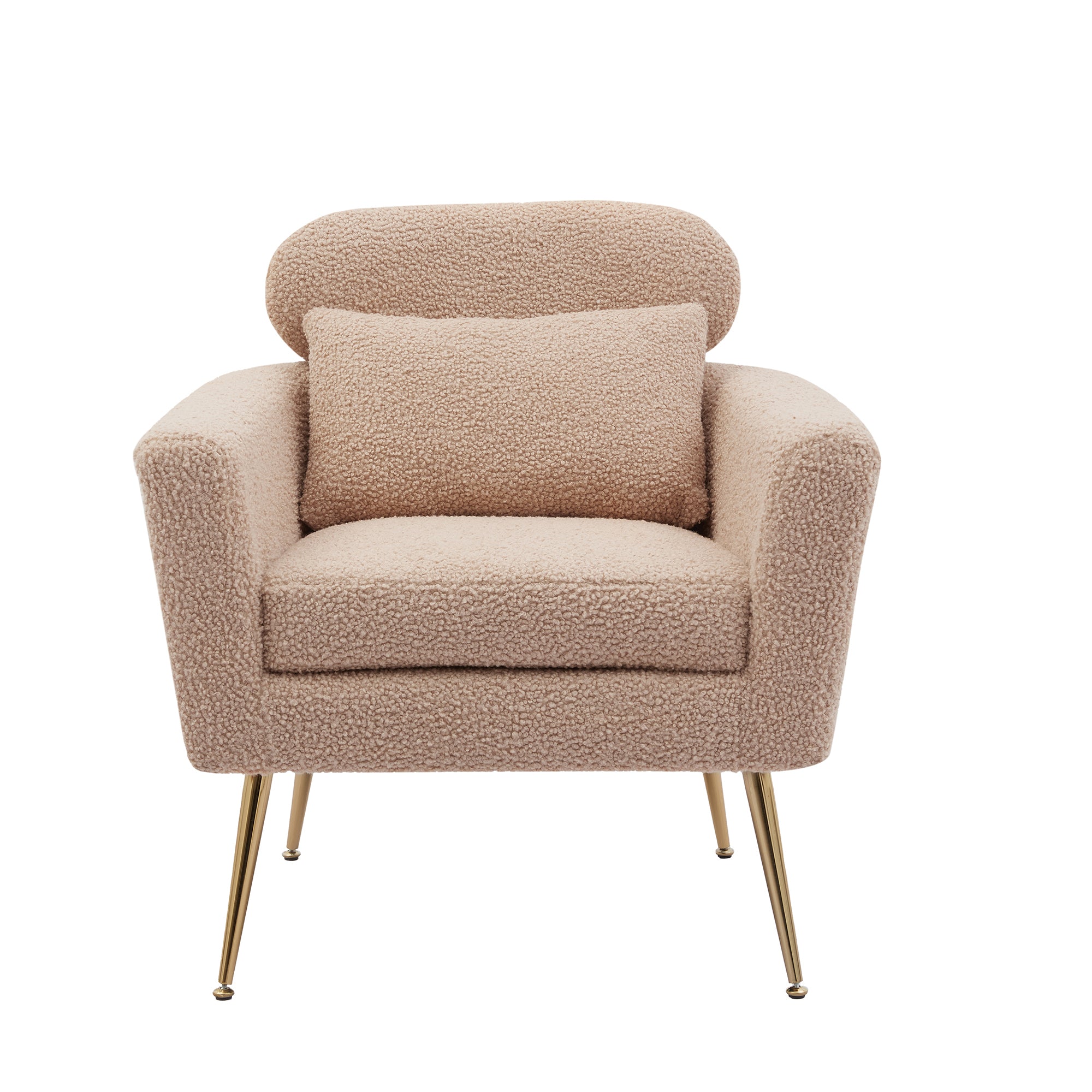 MAICOSY 29.5" Boucle Accent Chair Gold Metal Legs Barrel Armchair Living Room