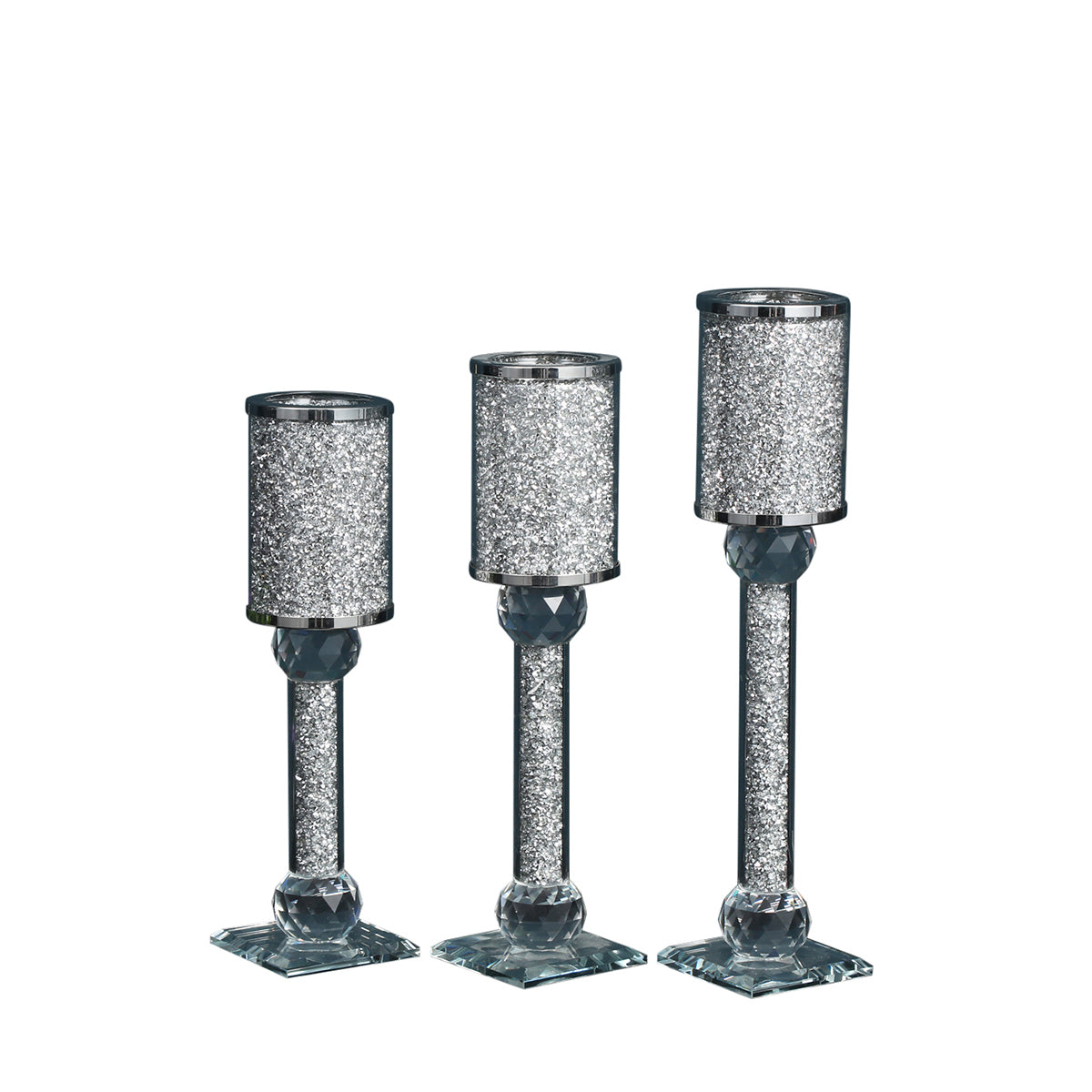 Ambrose Exquisite Candle Holder (Set of 3) - Silver