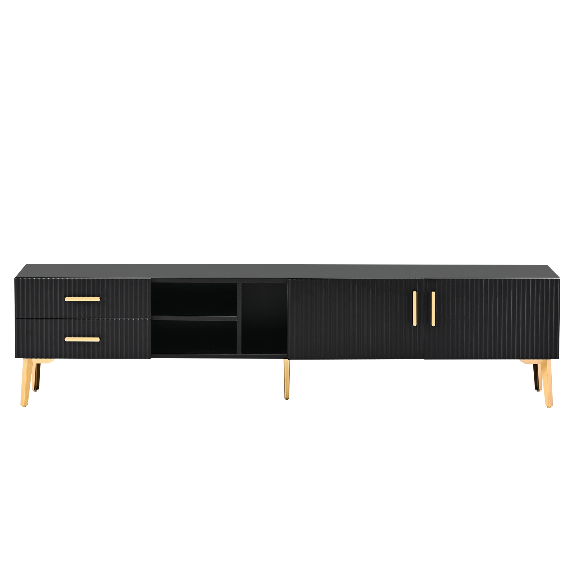 Modern TV Stand with 5 Champagne legs for TVS up to 77" - Black