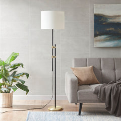 Asymmetrical Adjustable Height Metal Floor Lamp - Black