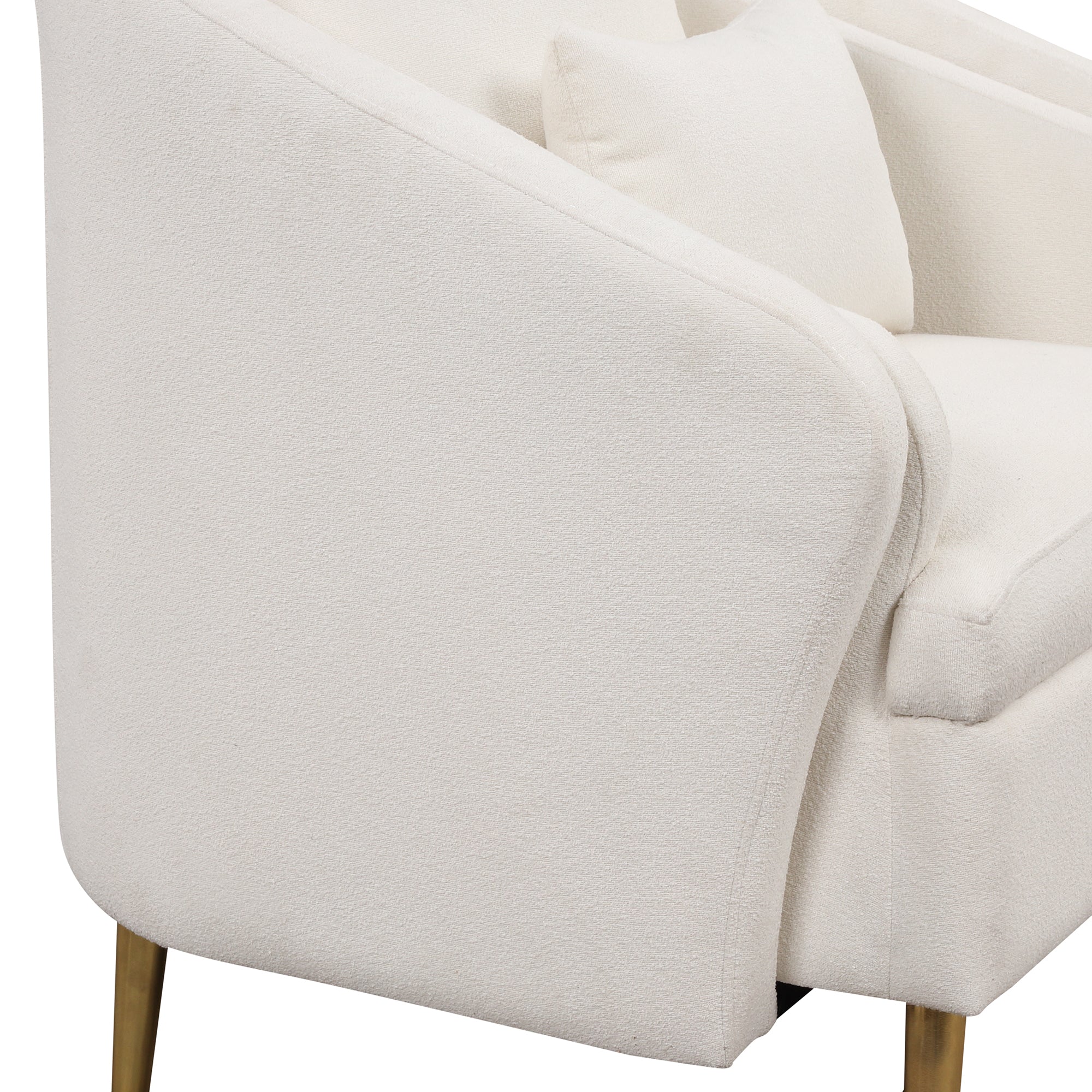 Mid-Century Accent Chair Arm Chair with Lumbar Pillow and Metal Legs- White