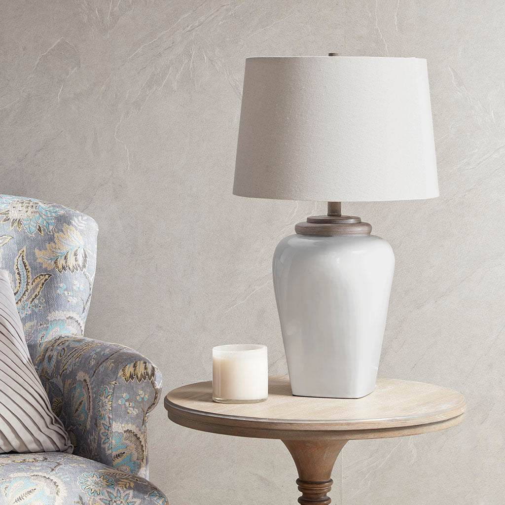 Jemma Ceramic Table Lamp - White