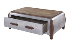 Brancaster Coffee Table - Antique Oak & Aluminum