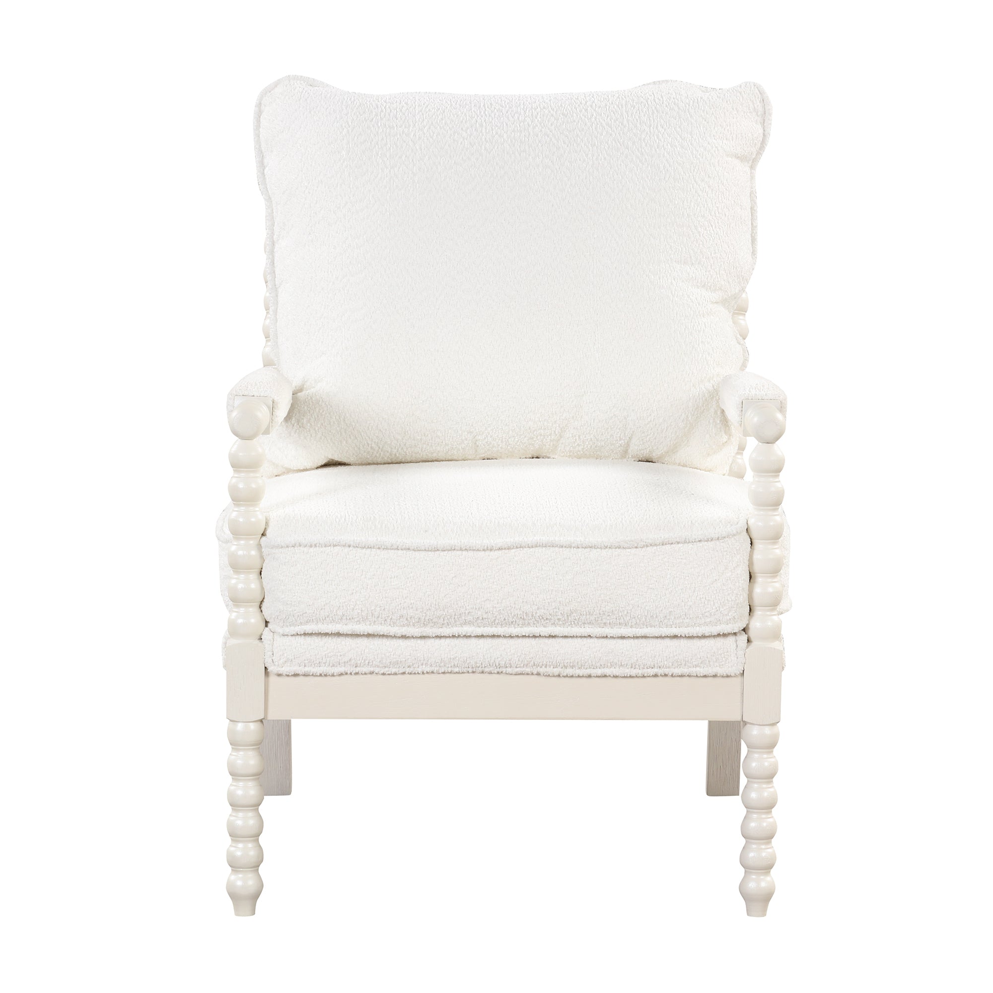 Modern Tufted Velvet Accent Chair with Ottoman - White