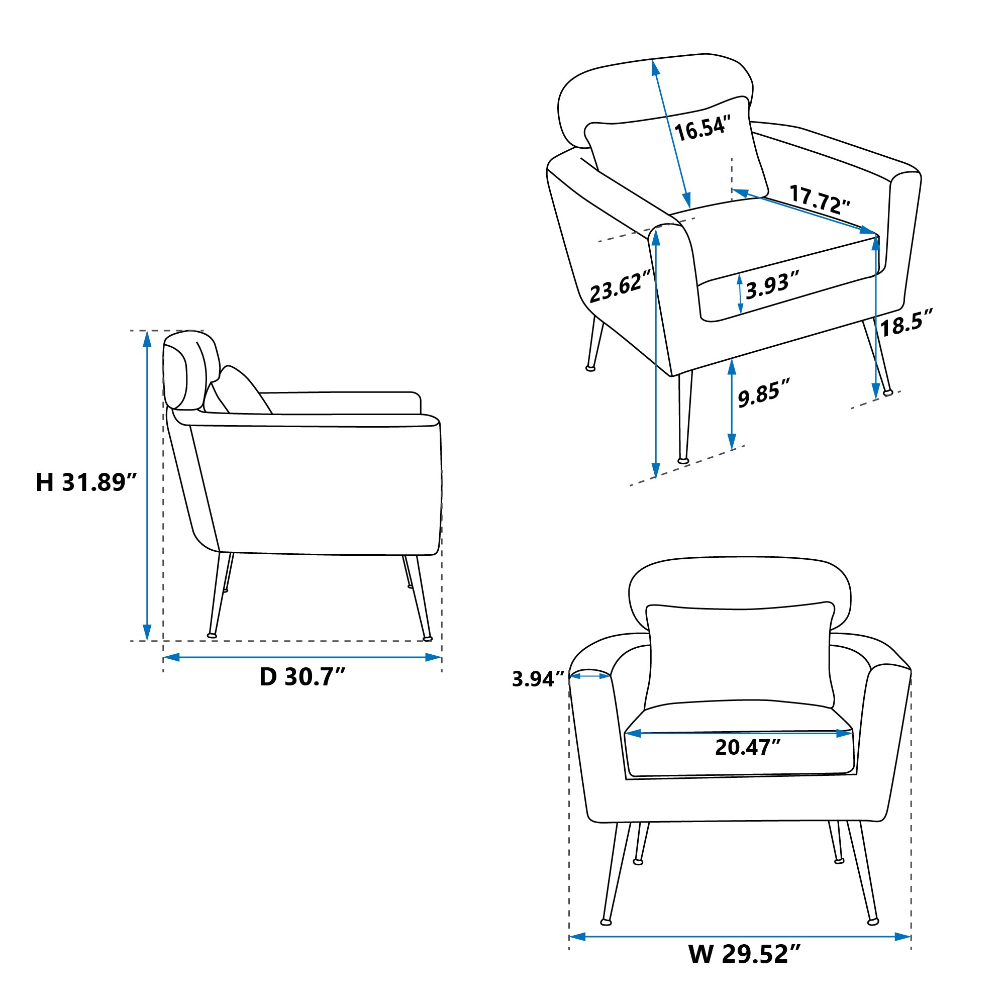 MAICOSY 29.5" Boucle Accent Chair Gold Metal Legs Barrel Armchair Living Room