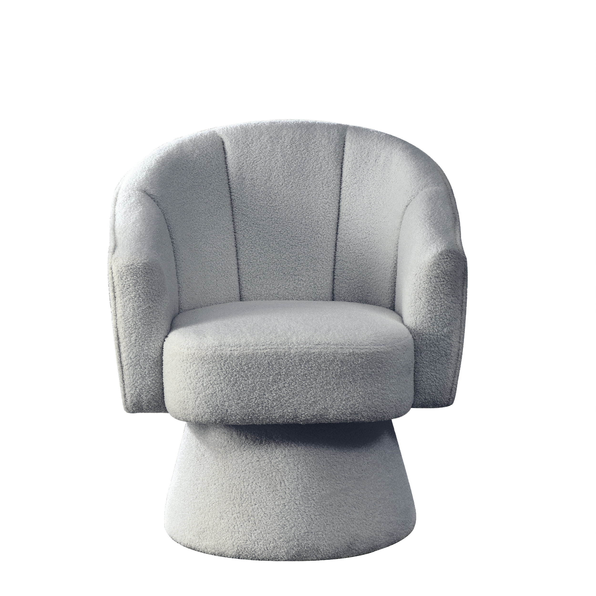 29 "W Petal Modern Contemporary Accent Lounge Swivel Chair with Deep Channel Tufting and Base - Grey