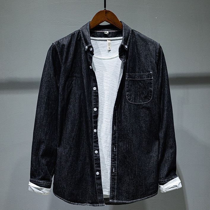 Men Denim Shirt Jacket Long Sleeved