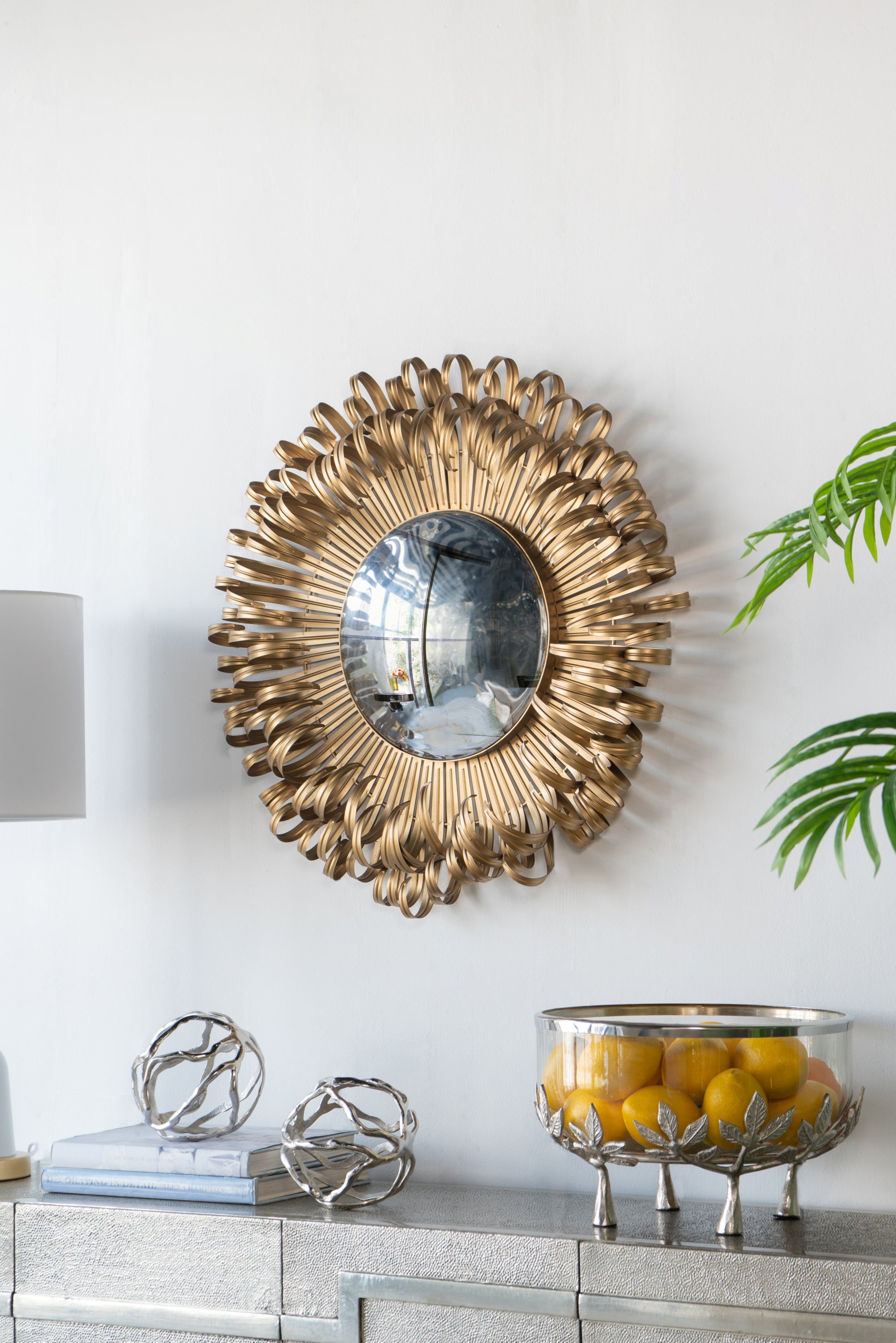 Sunburst Design Wall Mirror Decorative Golden