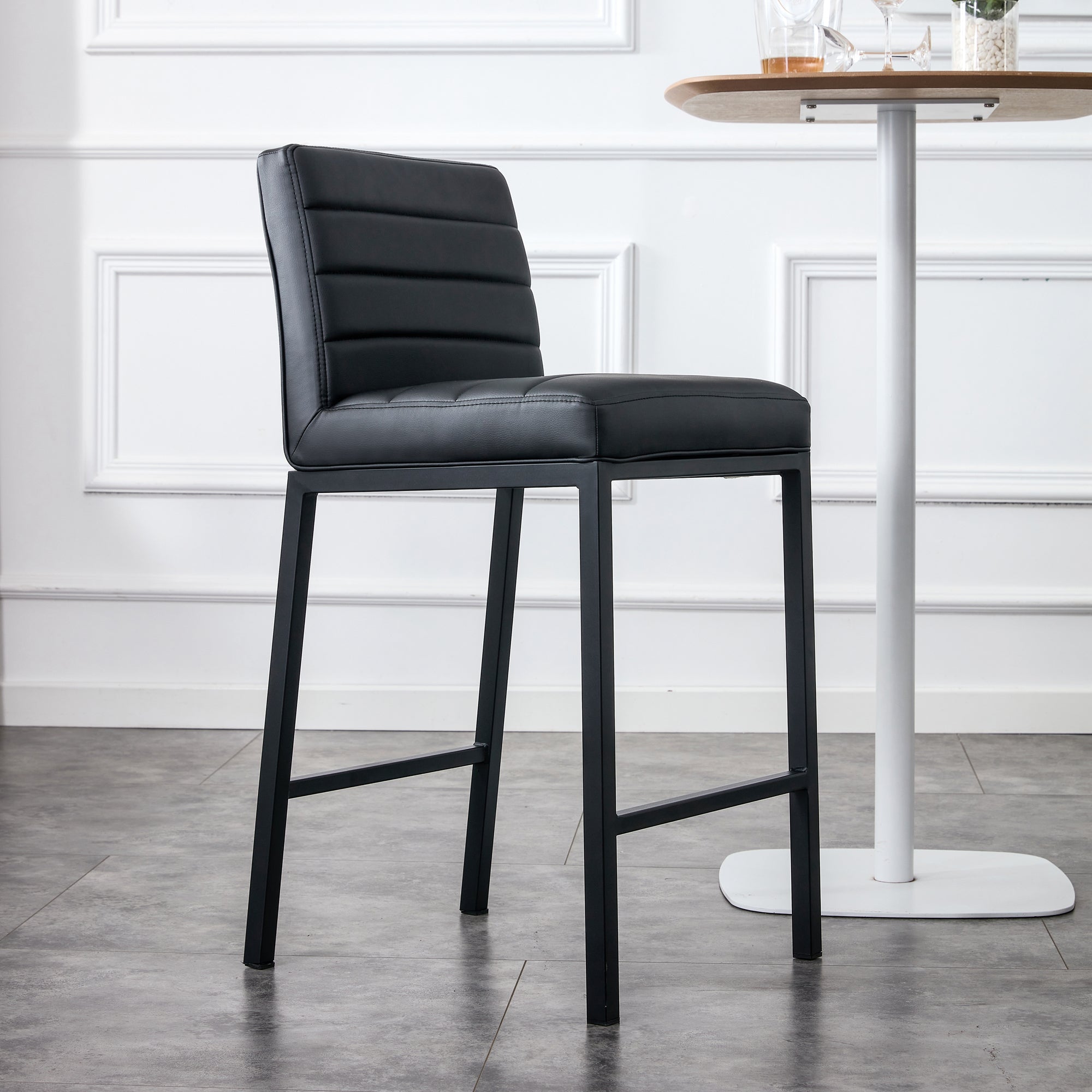 Modern Design High Counter Stool Bar Chair (Set of 2) - Black