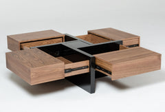 Makai Walnut & Black Square Coffee Table