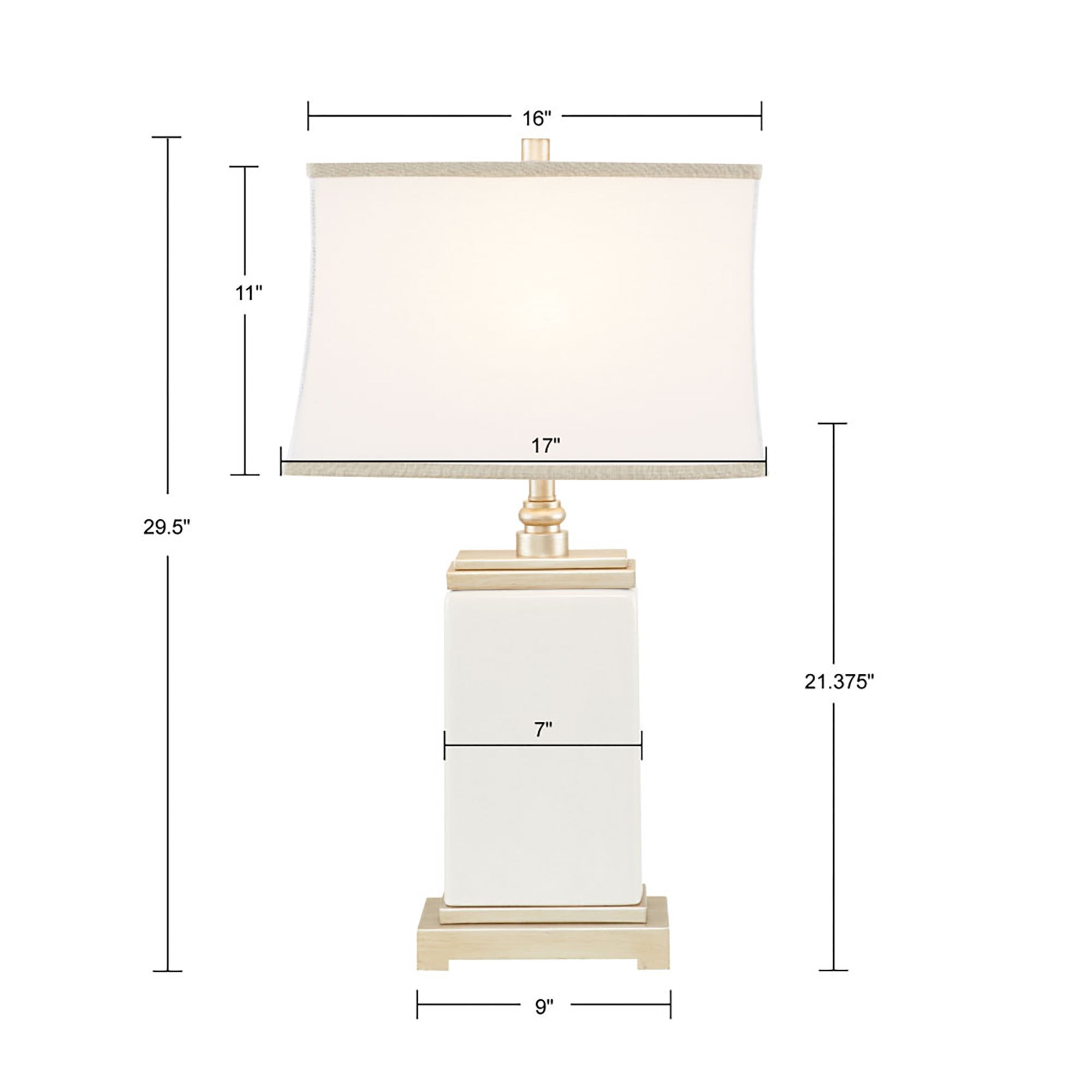 Colette Rectangular Ceramic Table Lamp - Ivory