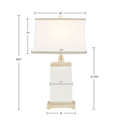 Colette Rectangular Ceramic Table Lamp - Ivory