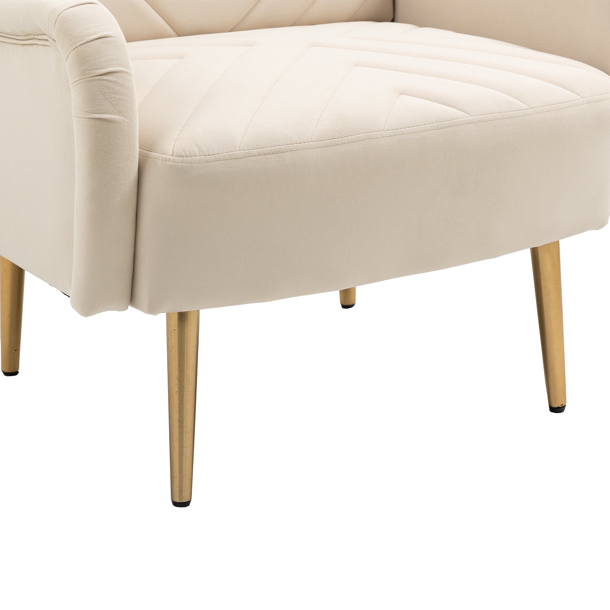 European Style Velvet Accent Chair/ Living room with Metal Feet - Beige