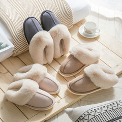 MAICOSY Men-Women Fluffy Cotton Slippers with Soft Faux Fur Leather for Bathroom