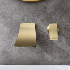 Wall Mount Widespread Bathroom Faucet - Gold