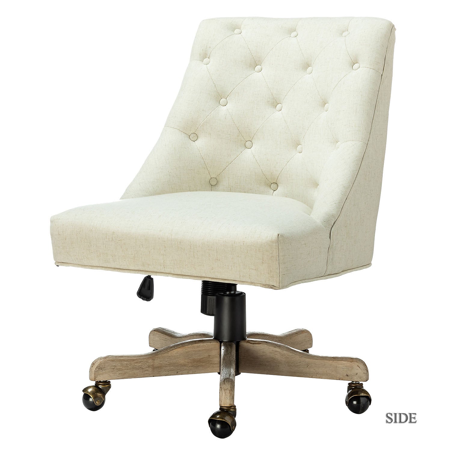 Modern Office Chair with Button Tufted - Ivory