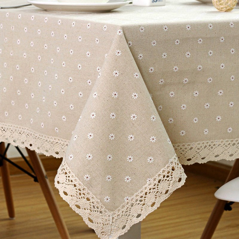 Flower Pattern Linen Cotton Table Cloth Fits Perfectly in Dining Table