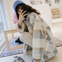 Square Pattern Wool Coat