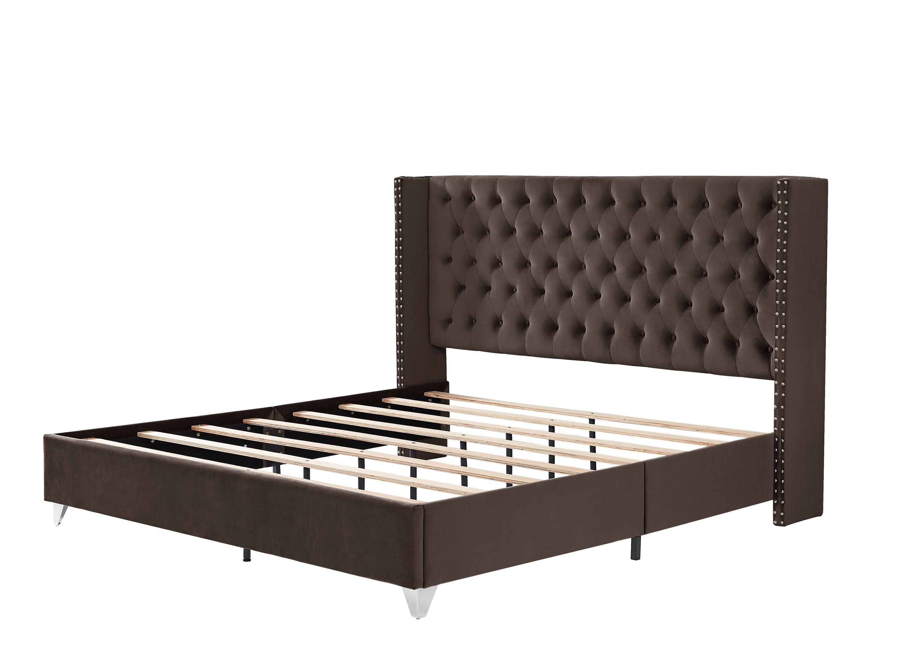 King bed + 1 Nightstand - Button designed Headboard