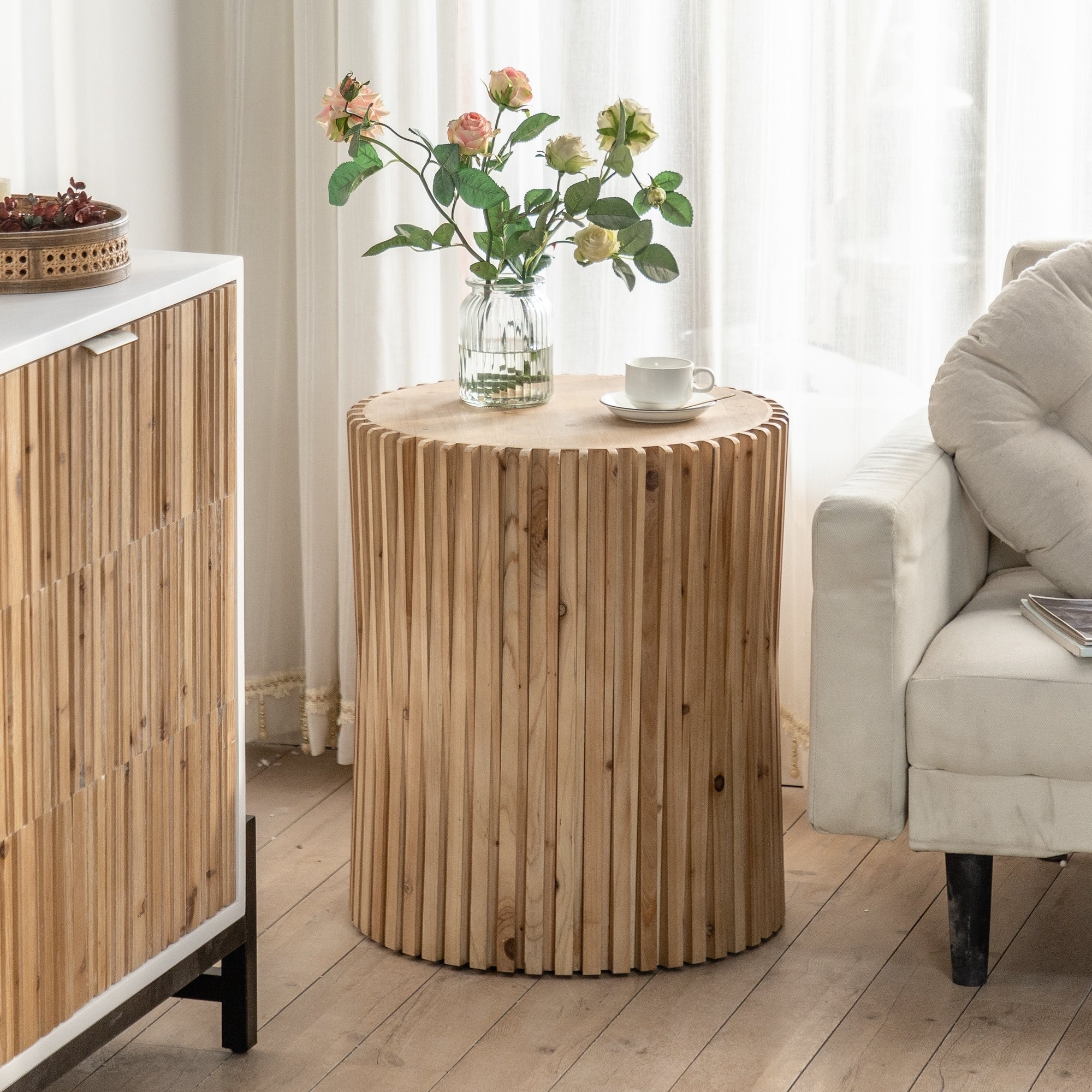 Retro Fashion Style Cylindrical Coffee Table  - Natural