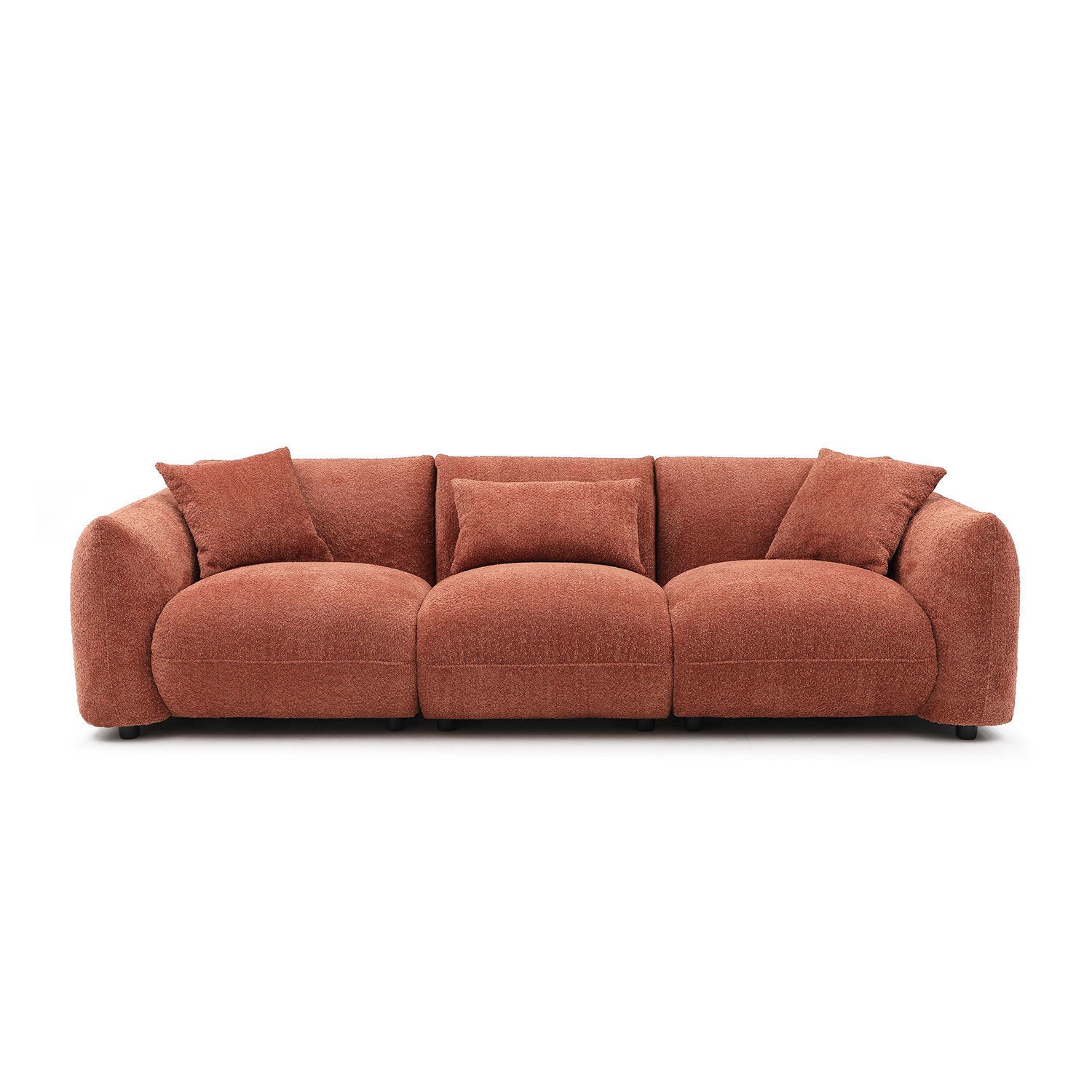 Mid Century Modern Couch 3-Seater Sofa - Orange