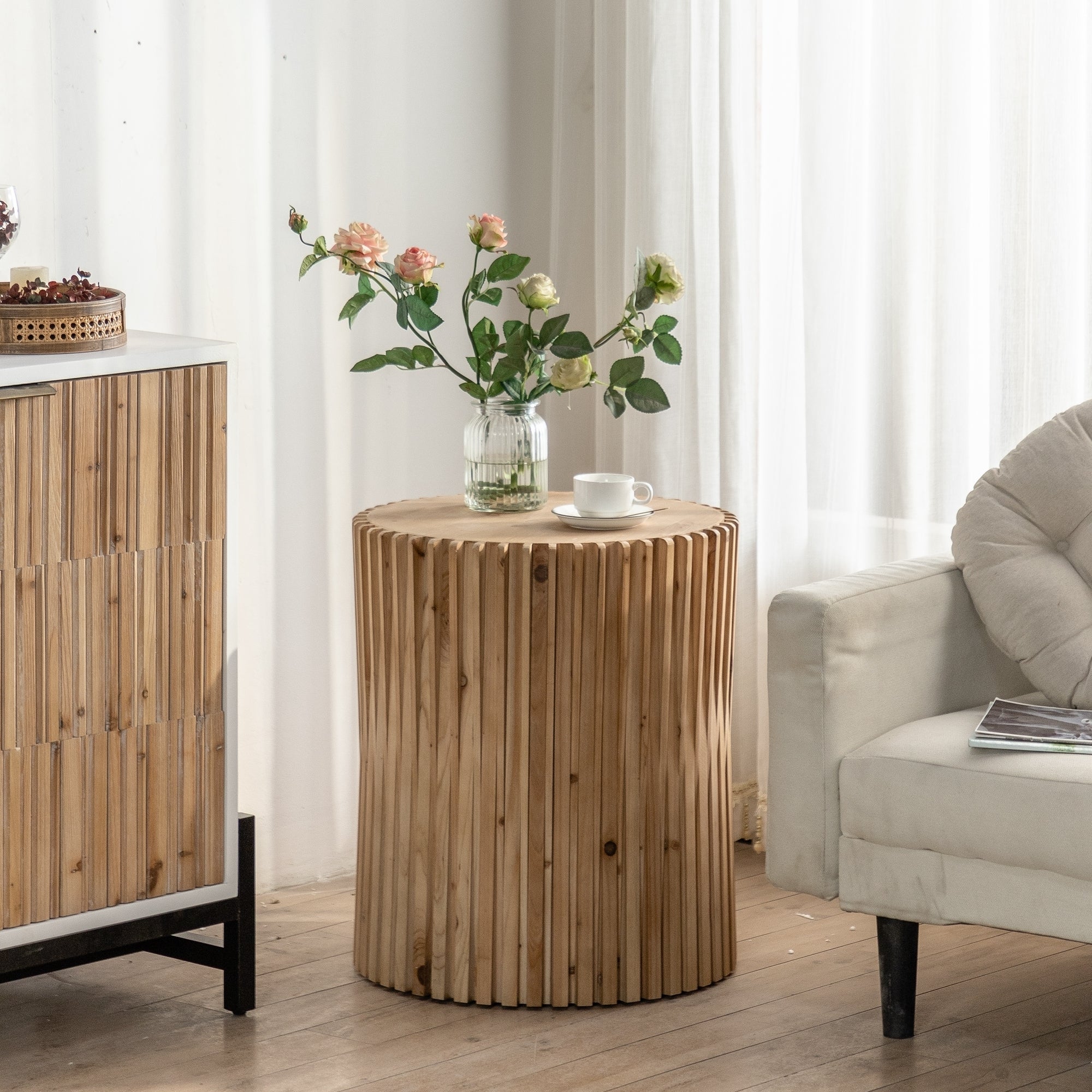 Retro Fashion Style Cylindrical Coffee Table  - Natural