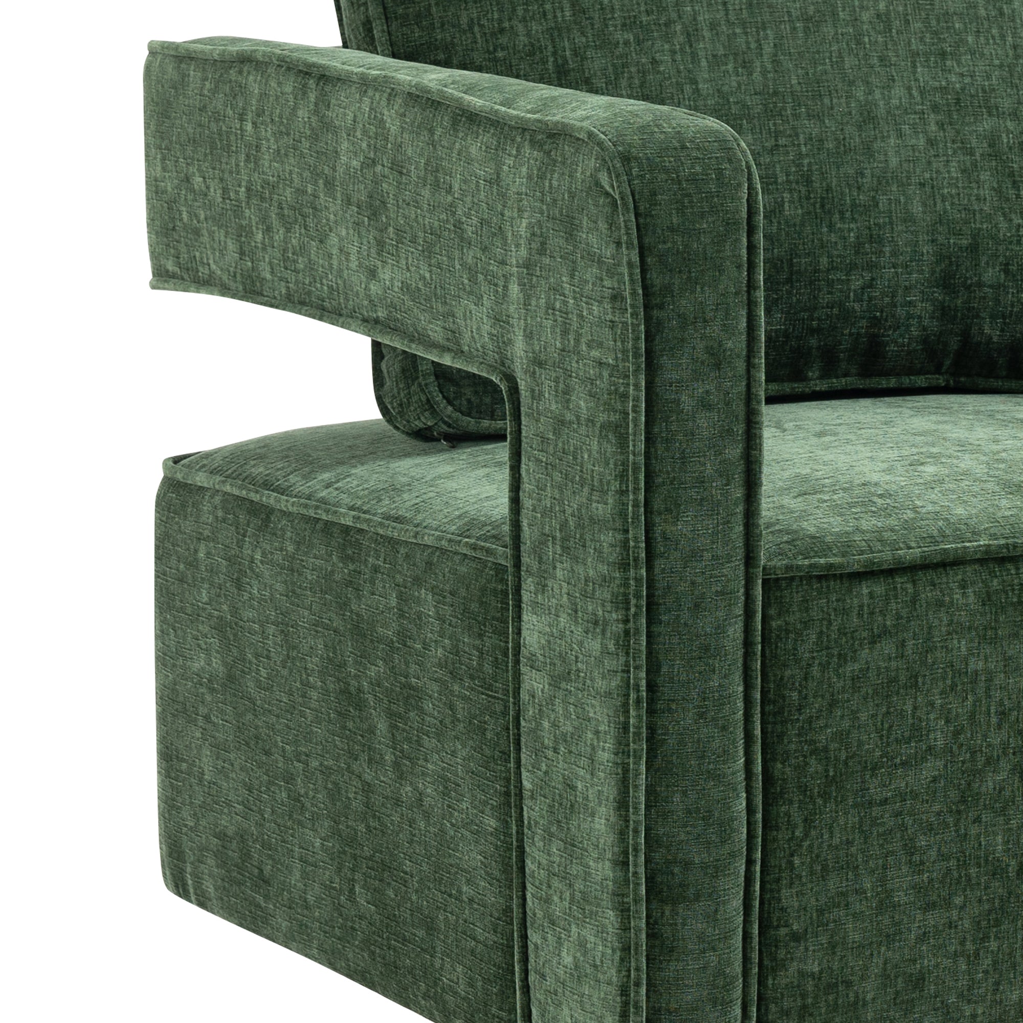 30.7"W Swivel Accent Open Back Chair Modern Comfy Sofa Chair With Gold Stainless Steel Base - Green Chenille