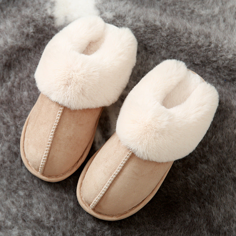 MAICOSY Men-Women Fluffy Cotton Slippers with Soft Faux Fur Leather for Bathroom